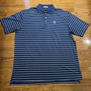 Peter Millar Summer Comfort Polo Shirt Mens XL Blue White Striped 1896 Golf Tops